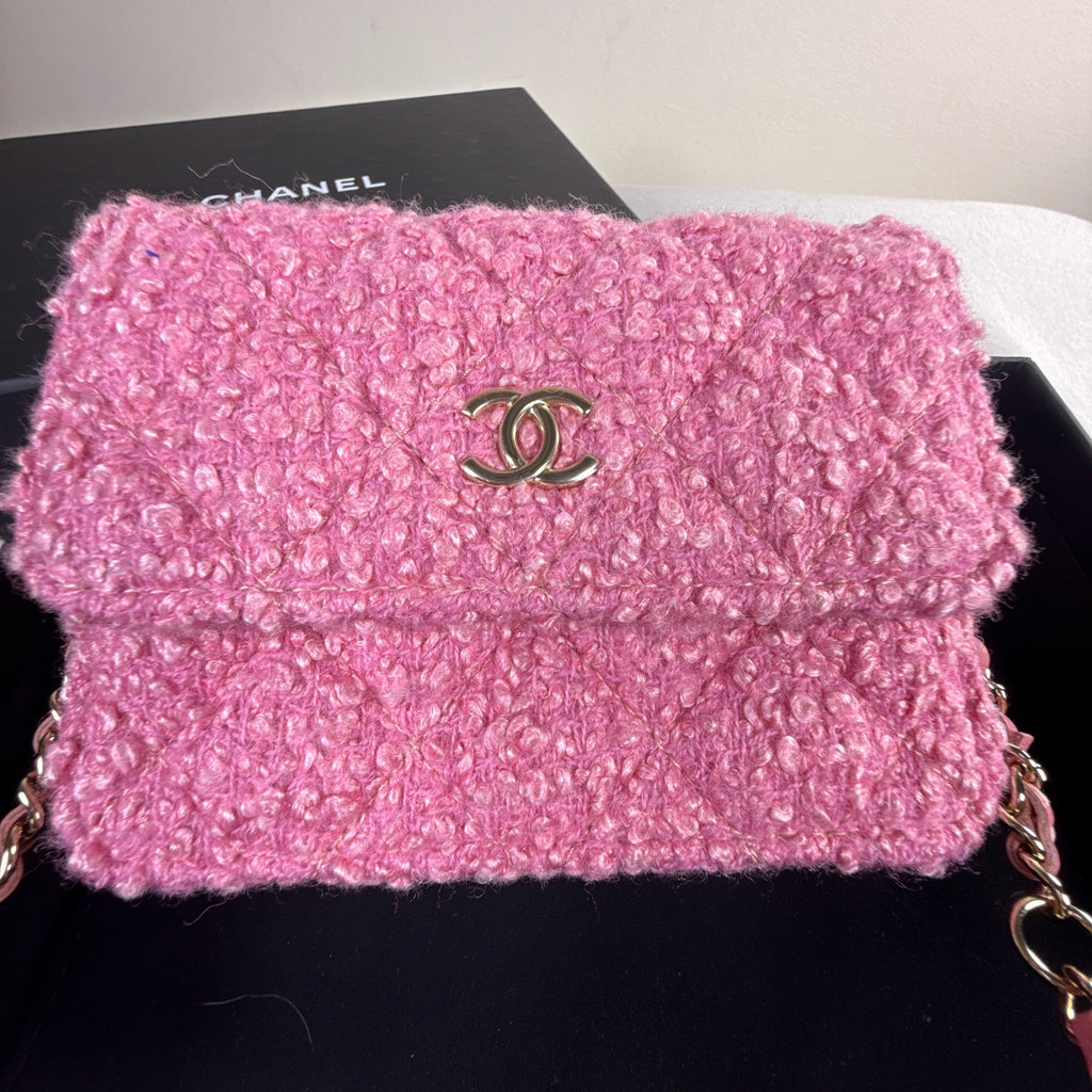 Chanel Pink Mini Tweed Flap Bag
