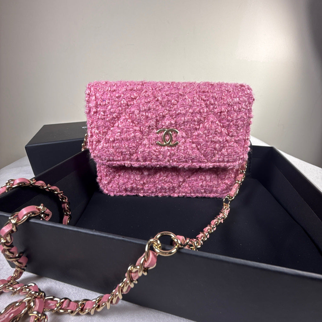 Chanel Pink Mini Tweed Flap Bag