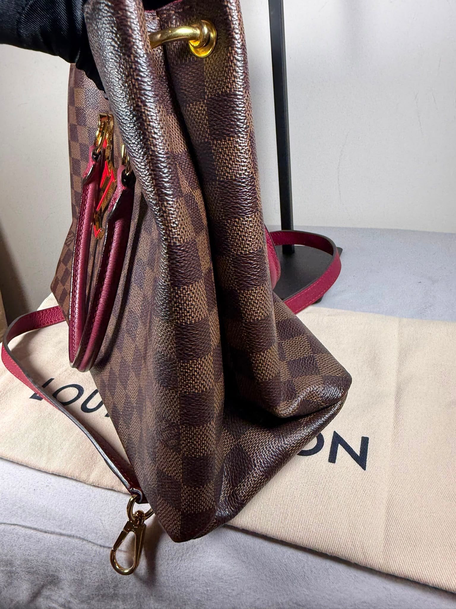 Louis Vuitton Damier Ebene Jersey Tote – Cherry Red