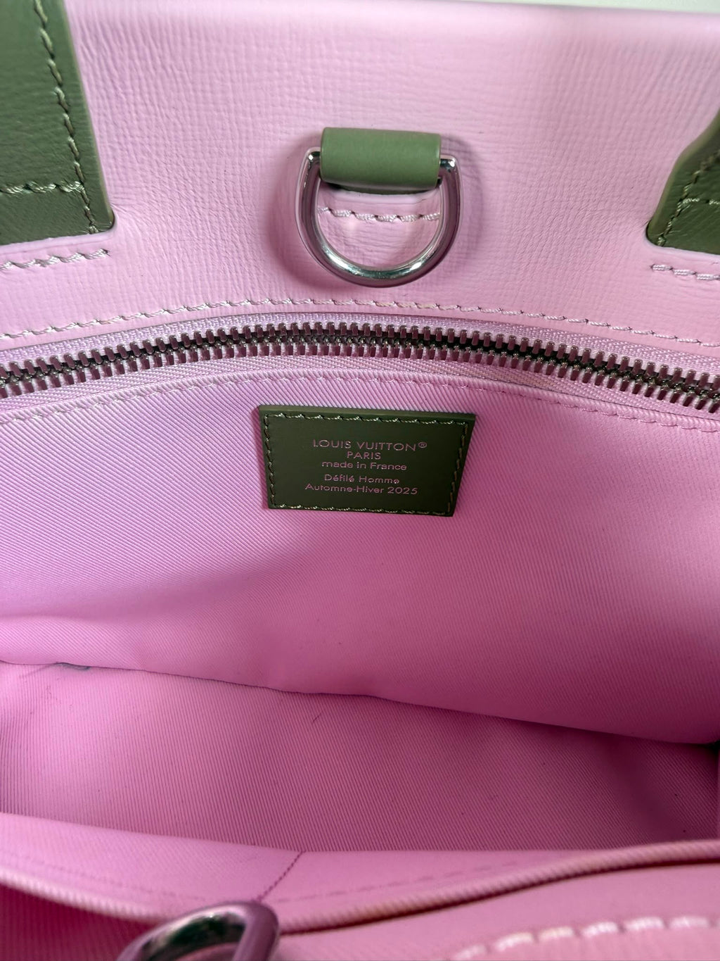 Louis Vuitton Pink & Khaki Leather Tote / Crossbody Bag