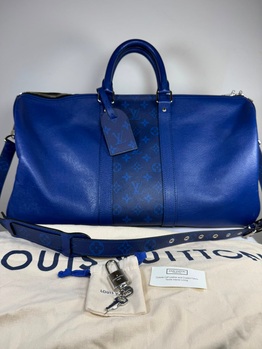 Louis Vuitton Keepall Bandoulière 50 cobalt blue Monogram Eclipse travel bag