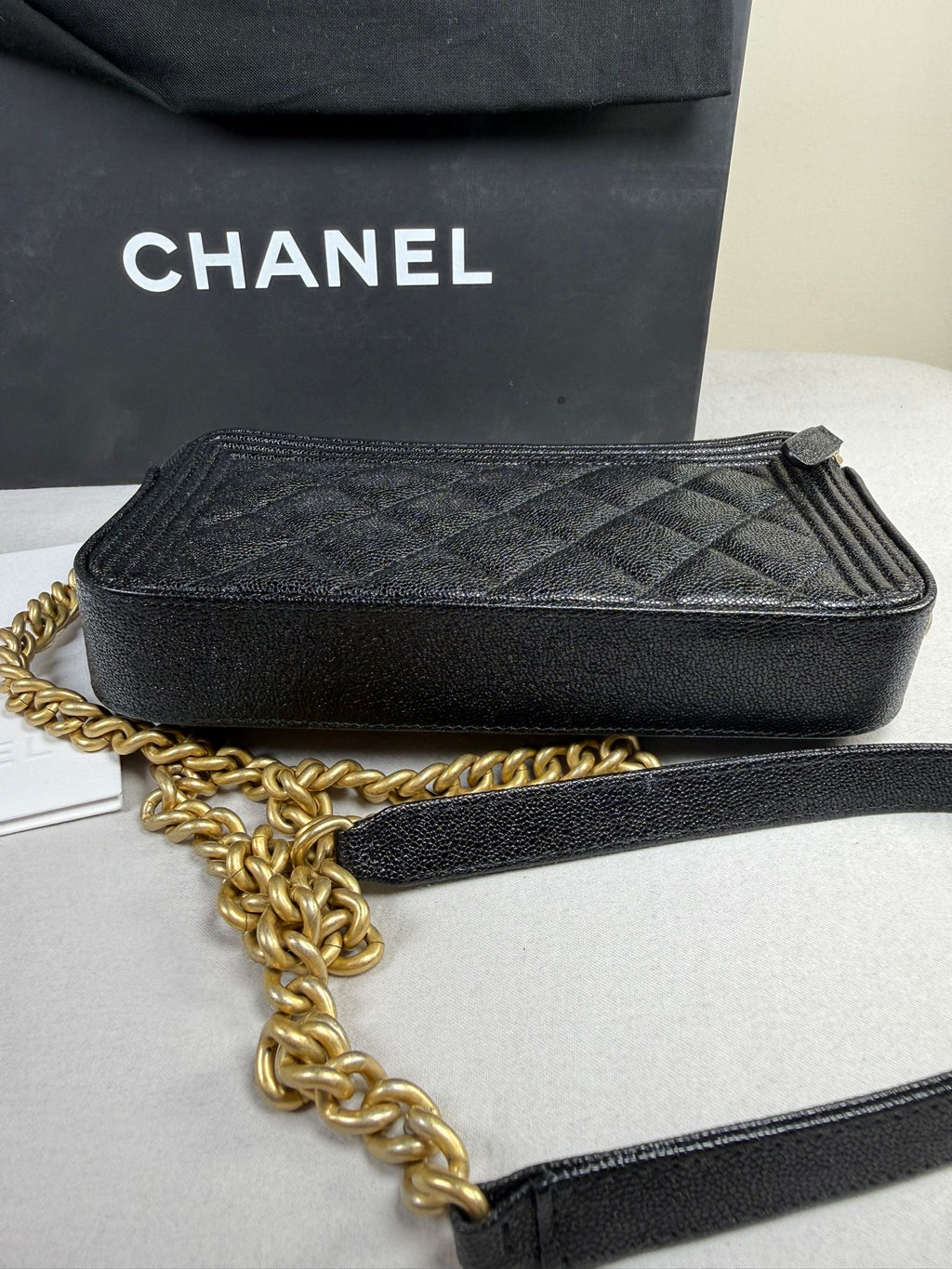 Chanel Boy WOC (Wallet On Chain) – Black Caviar Leather