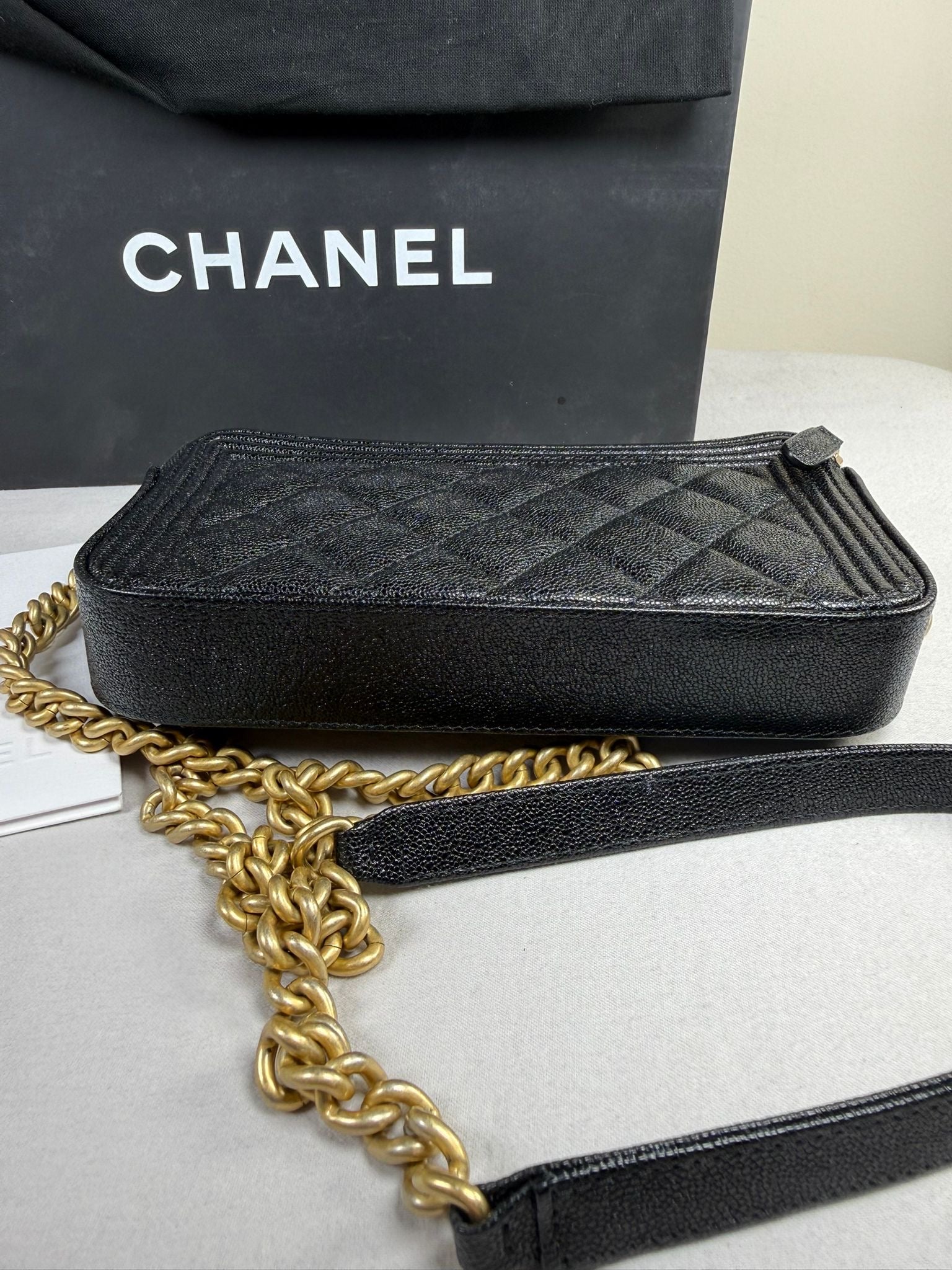 Chanel Boy WOC (Wallet On Chain) – Black Caviar Leather