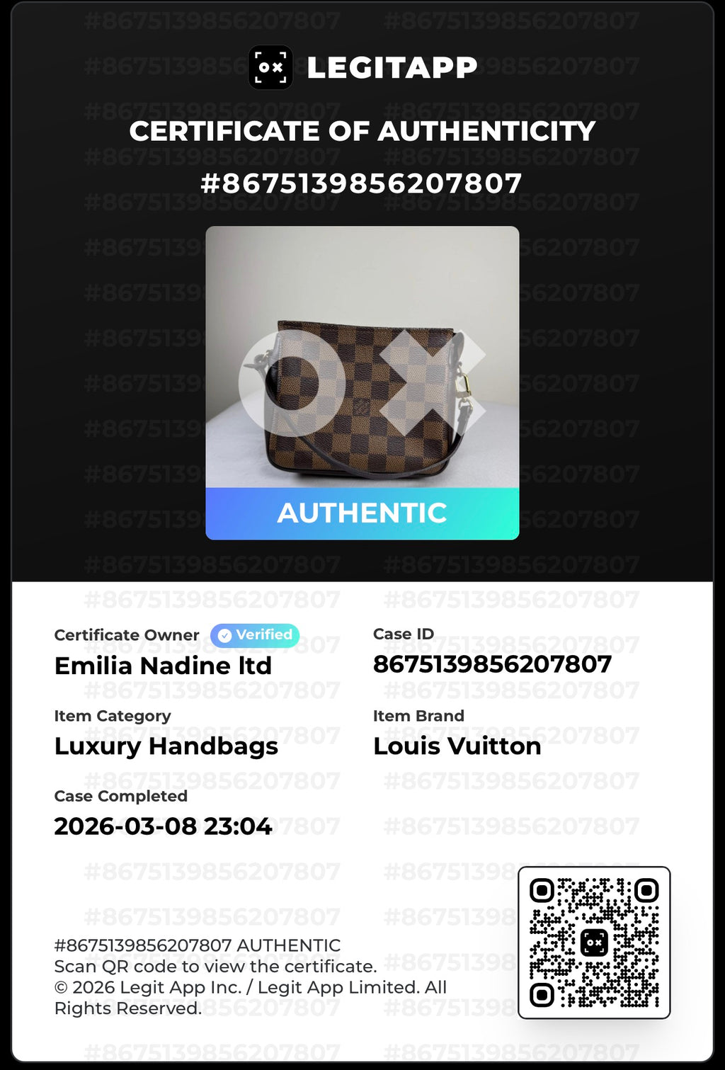 Louis Vuitton Damier Ebene Trousse Pouch