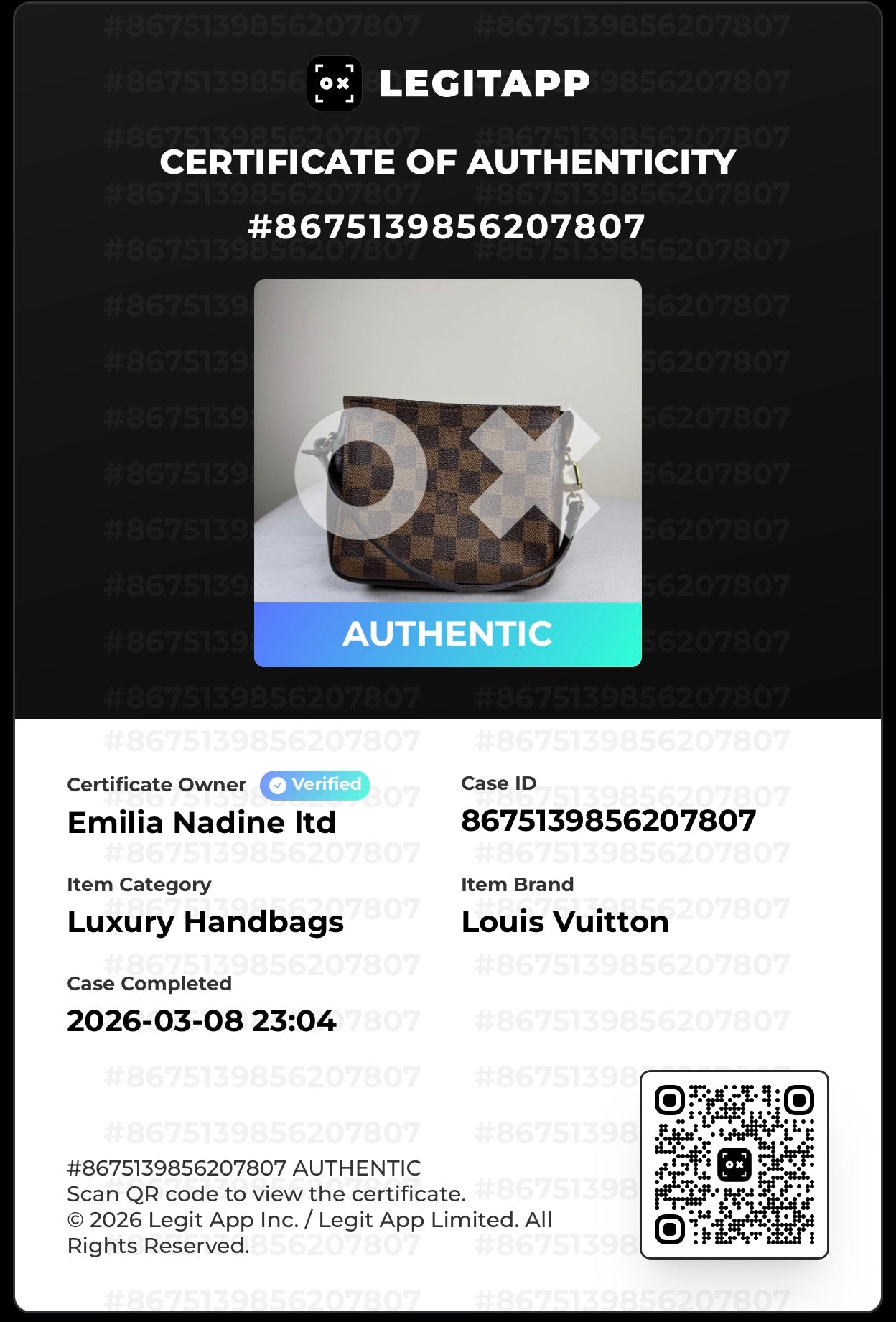 Louis Vuitton Damier Ebene Trousse Pouch