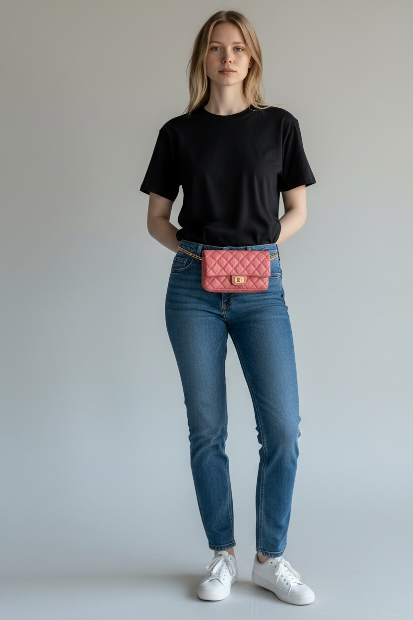 CHANEL Pink Quilted Leather Waist Bag / Belt Bag
